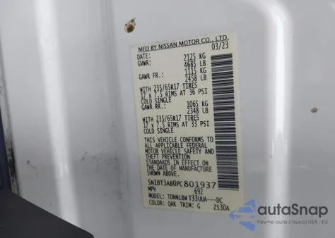 2023 Nissan Rogue S Intelligent Awd from USA, damaged, VIN 5N1BT3AB0PC801937